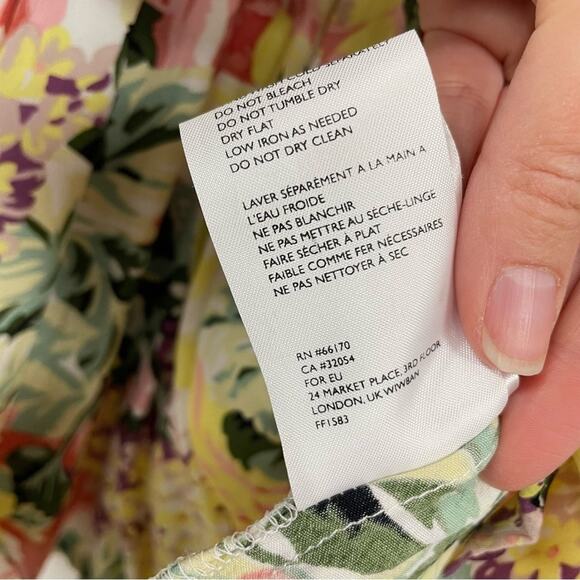 Faithfull The Brand Yellow Pink Floral Romper Womens 2 Puff Short Sleeve Ana - Picture 6 of 12